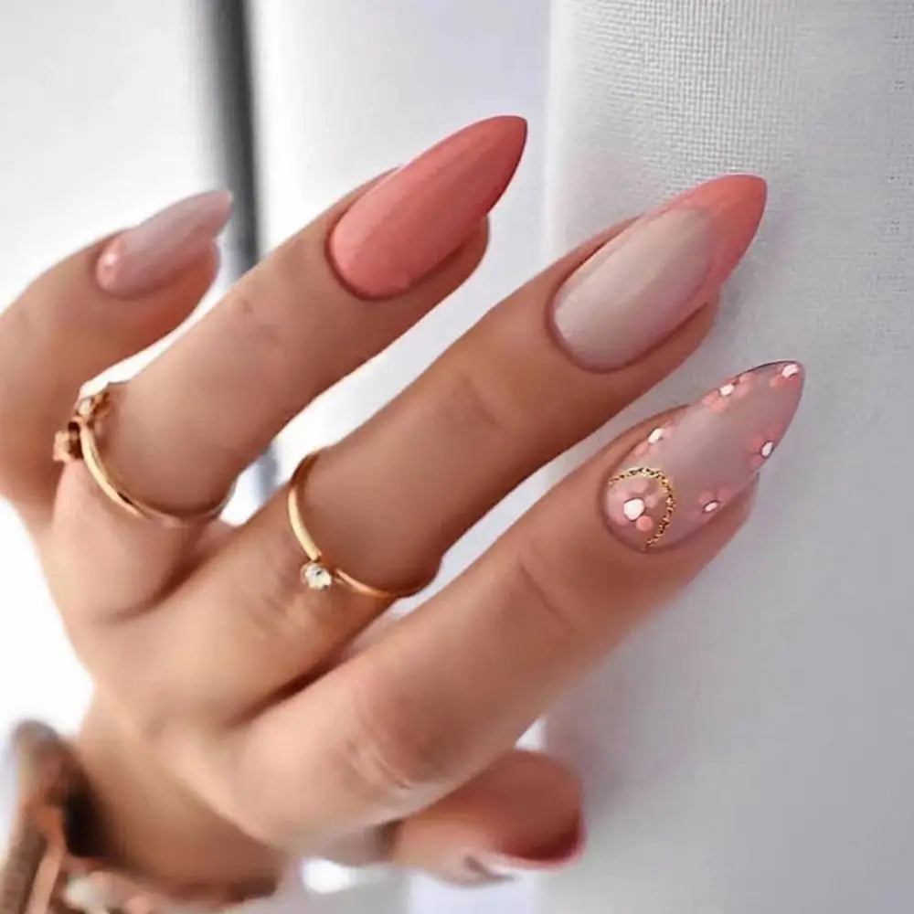 24Pcs Long Almond False Nails Set DIY Manicure-0