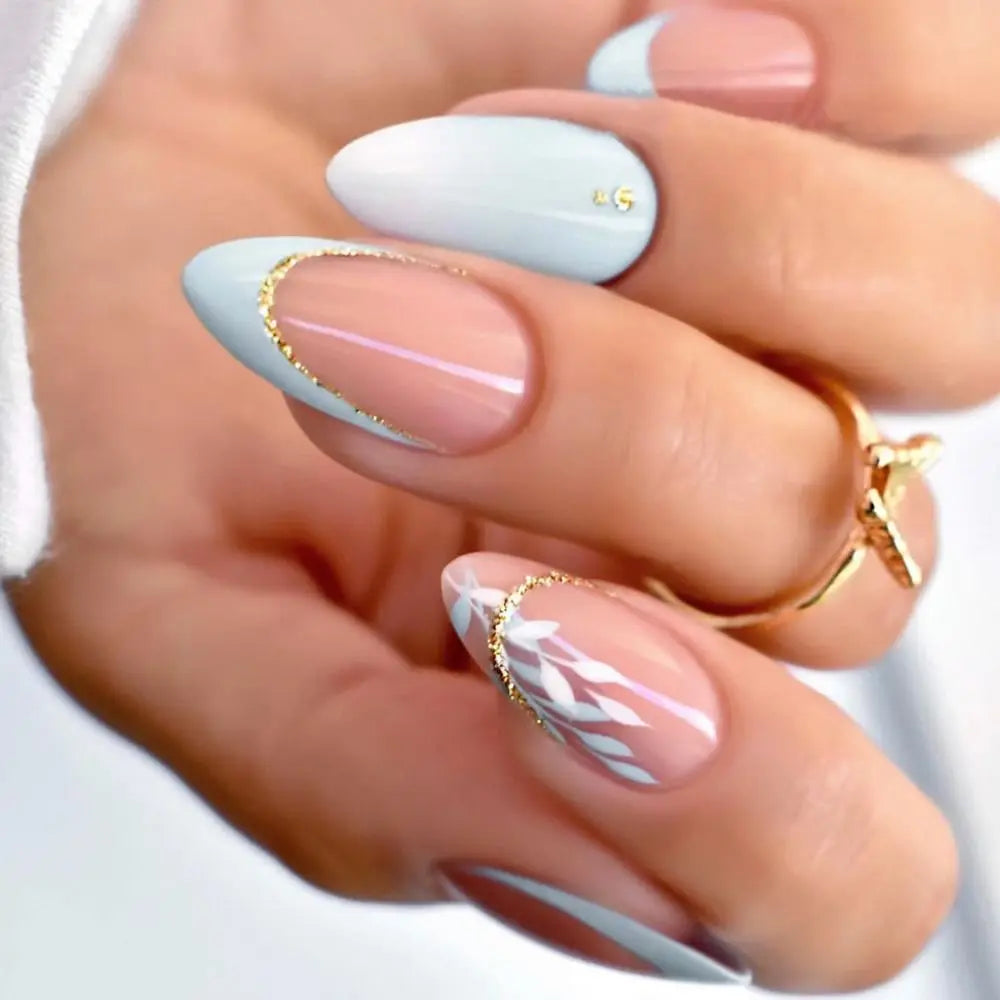 24Pcs Long Almond False Nails Set DIY Manicure-2