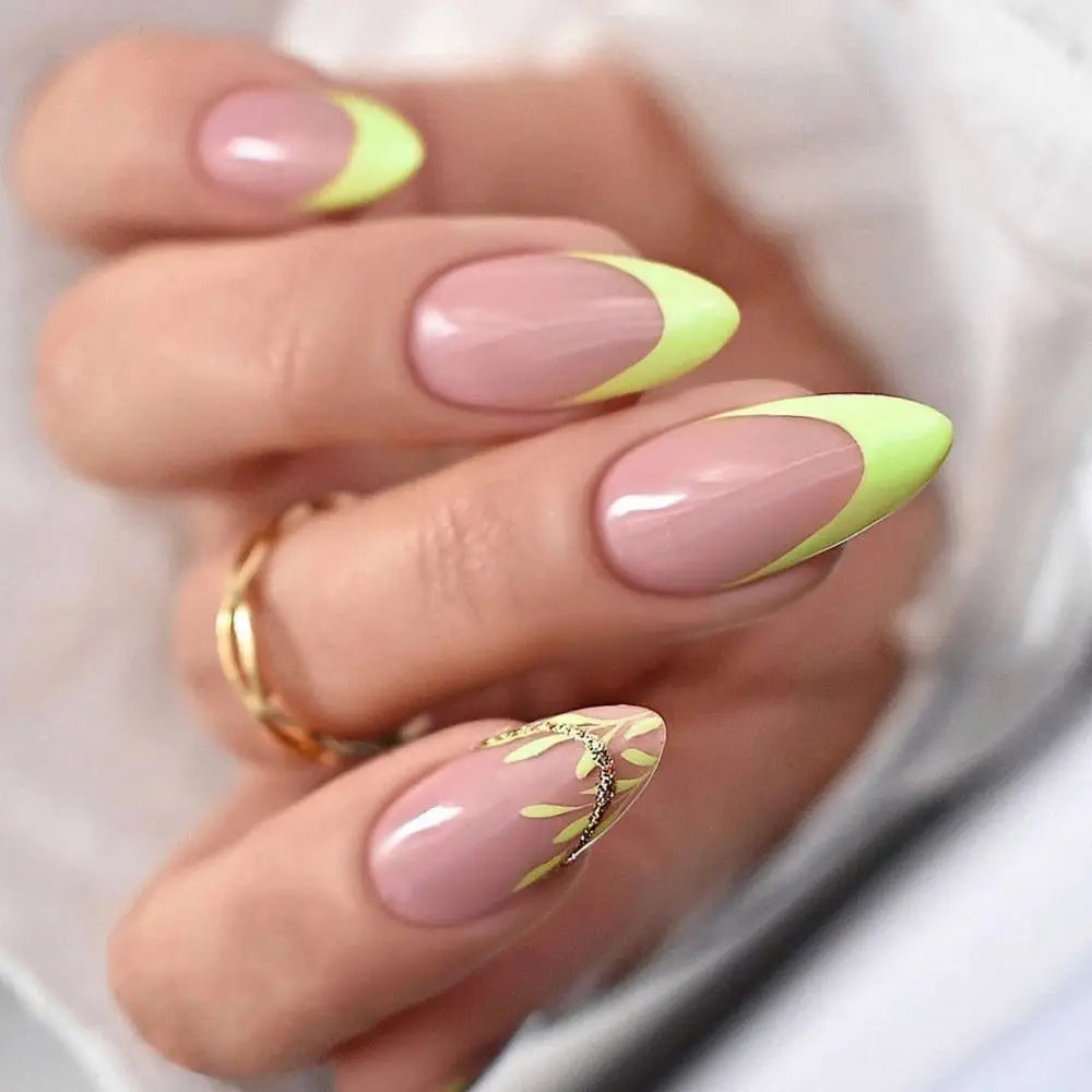 24Pcs Long Almond False Nails Set DIY Manicure-4