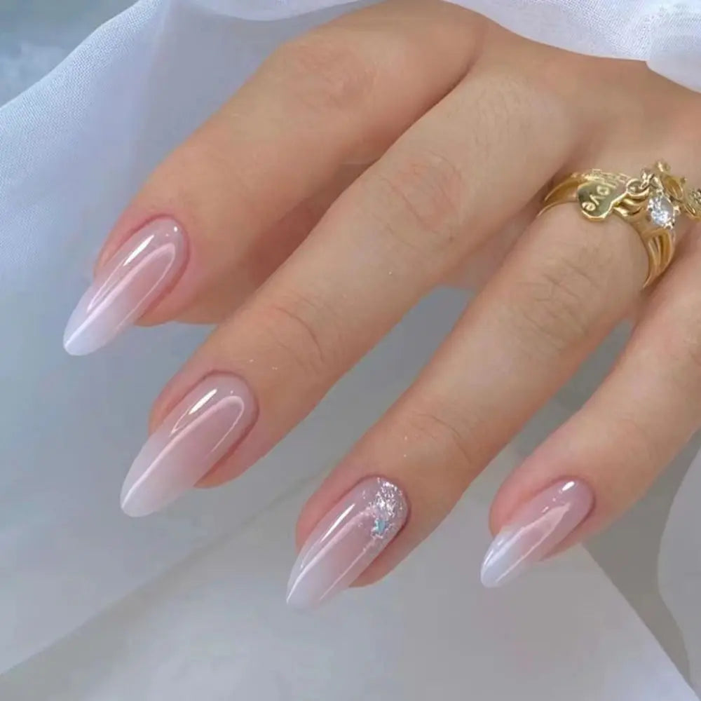24Pcs Long Almond False Nails Set DIY Manicure-32
