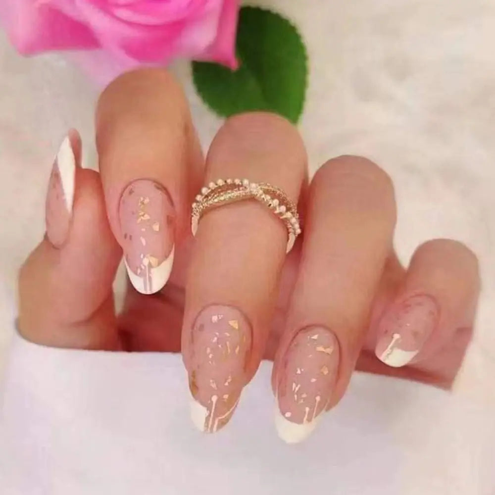 24Pcs Long Almond False Nails Set DIY Manicure-38
