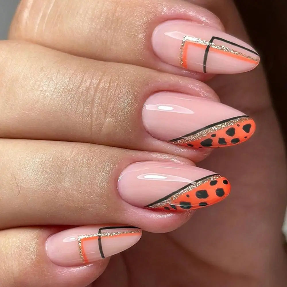 24Pcs Long Almond False Nails Set DIY Manicure-16