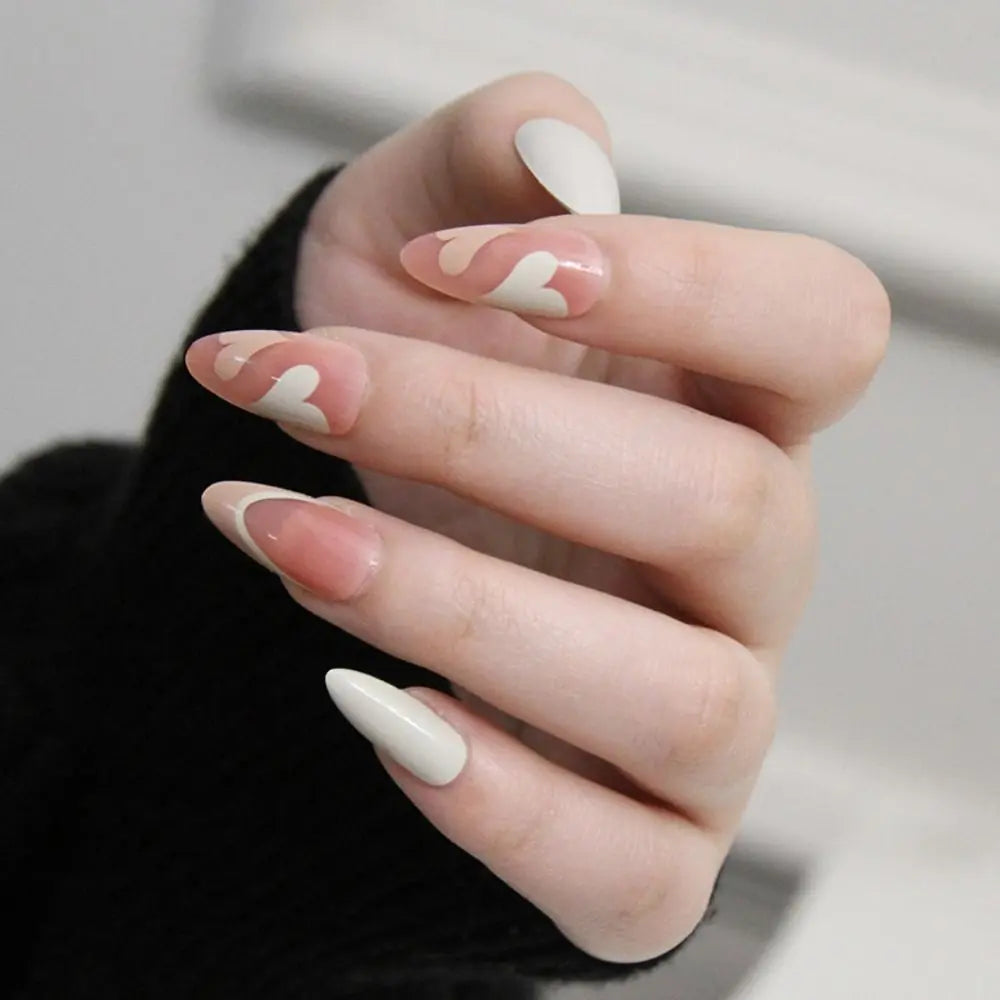 24Pcs Long Almond False Nails Set DIY Manicure-26