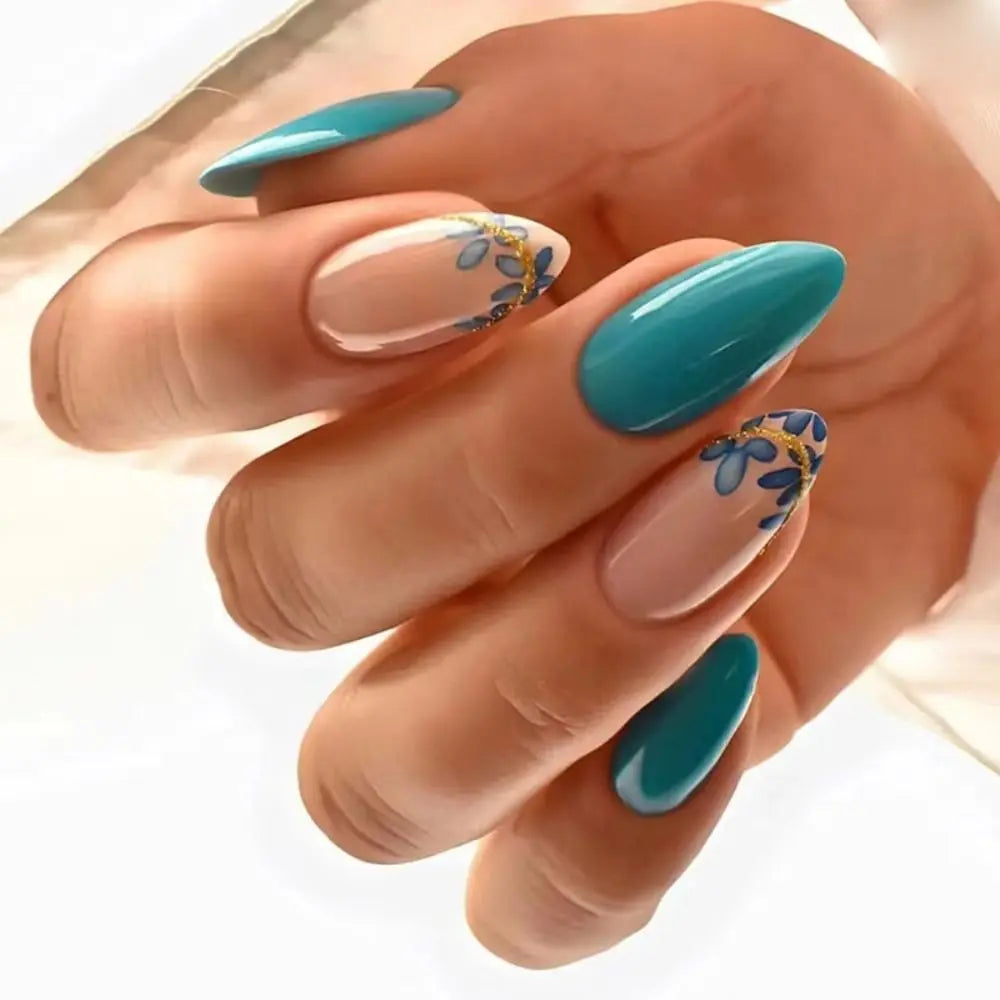 24Pcs Long Almond False Nails Set DIY Manicure-28