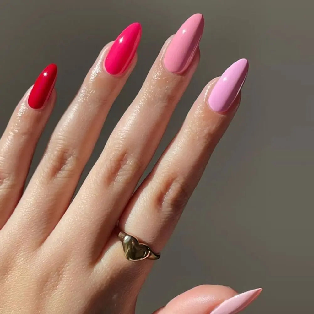 24Pcs Long Almond False Nails Set DIY Manicure-20