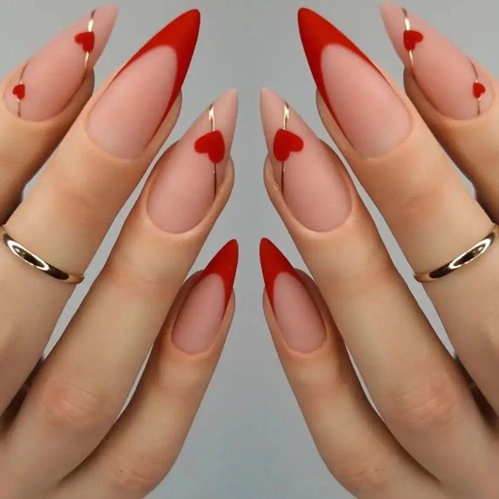 24Pcs Long Almond False Nails Set DIY Manicure-43
