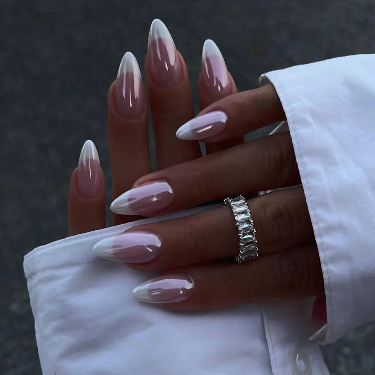 Long Almond Fake Nails-0