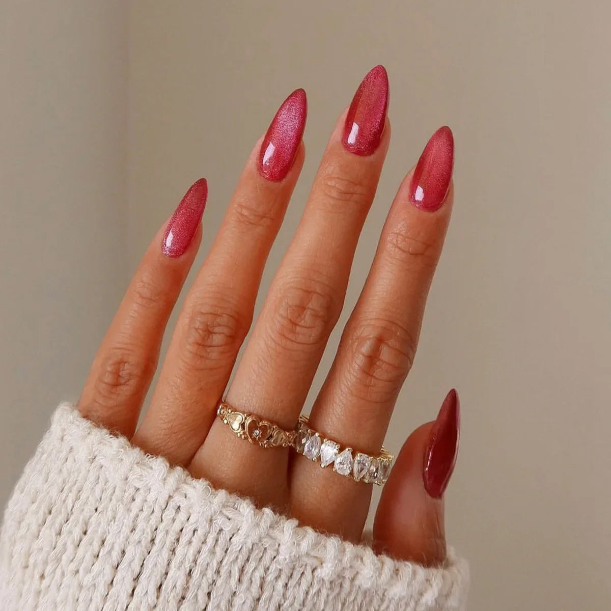 Long Almond Fake Nails-1