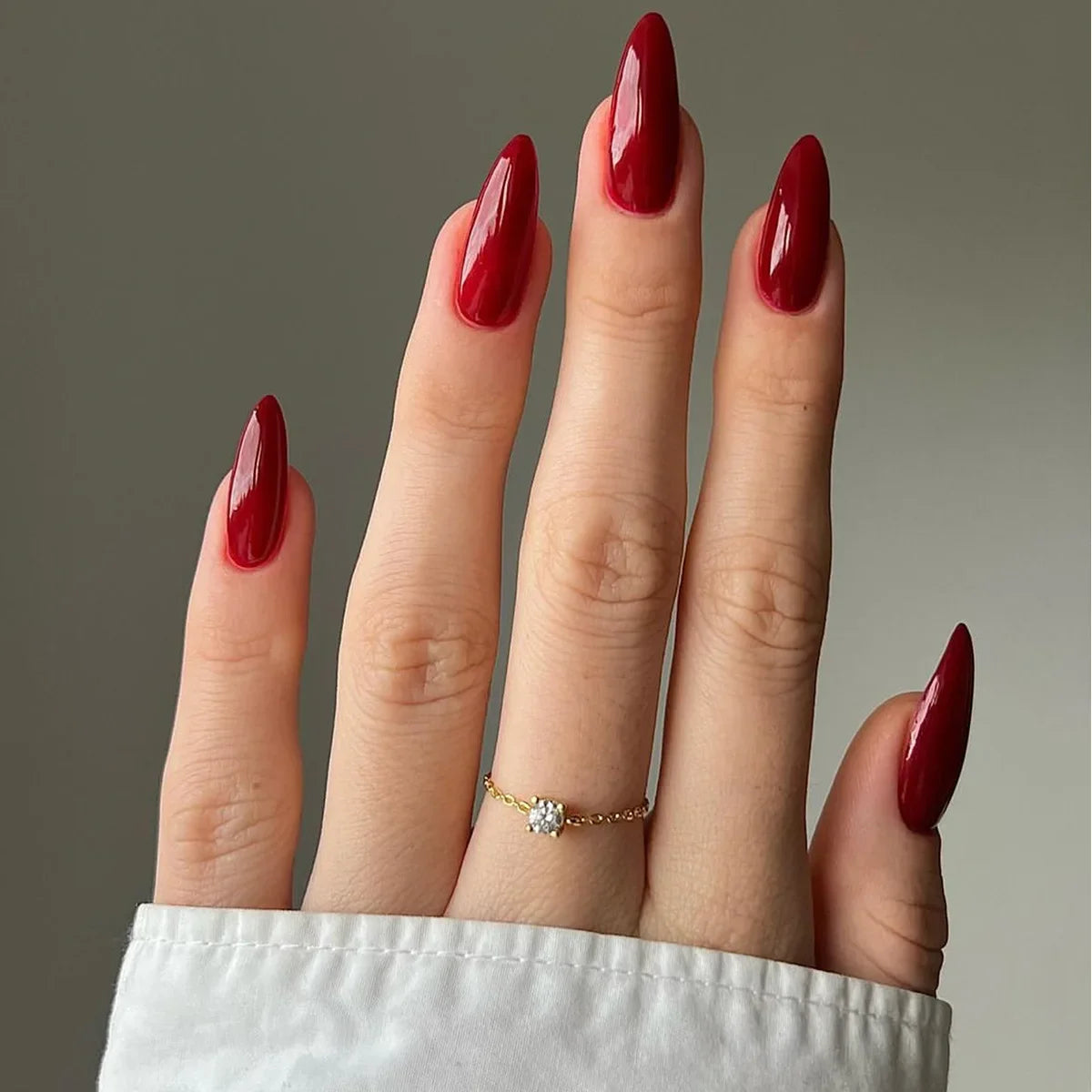 Long Almond Fake Nails-6