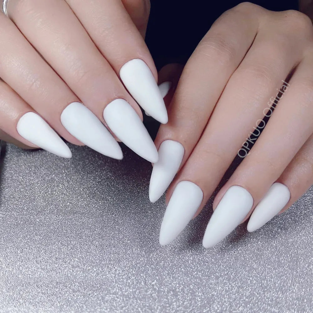 Matte Black Press On Fake Nails-4