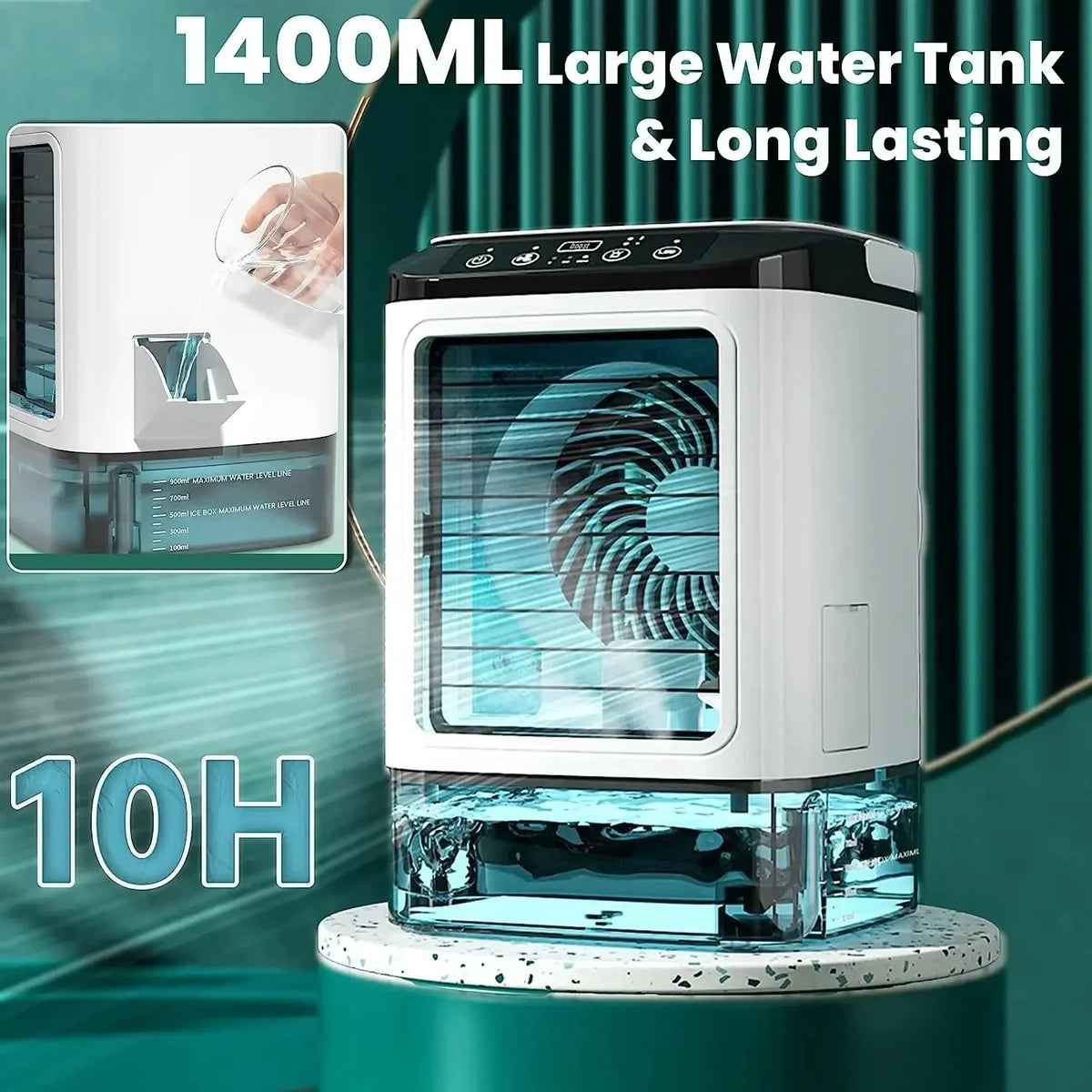 Portable Ultrasonic Air Cooler Fan with Night Light-0