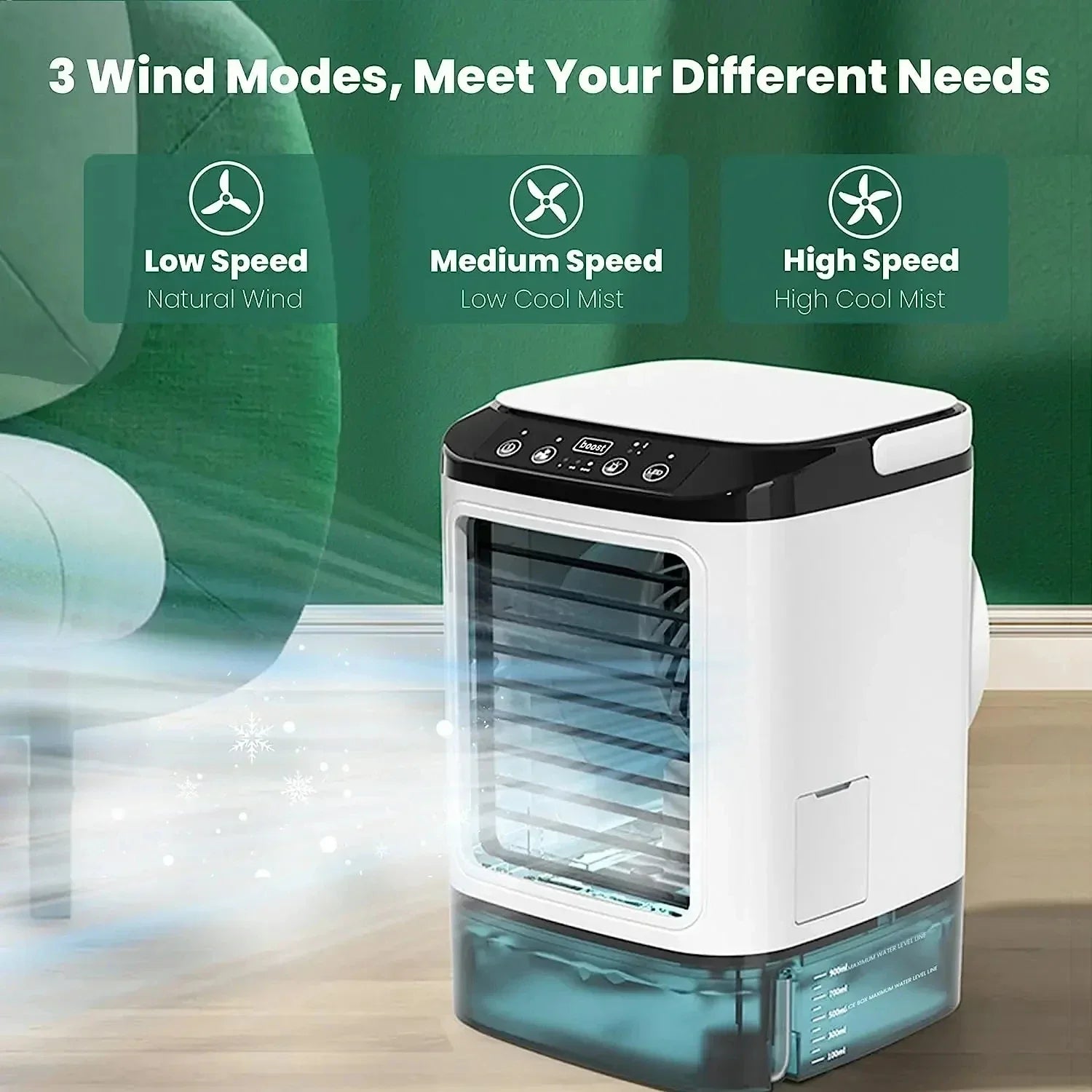 Portable Ultrasonic Air Cooler Fan with Night Light-1