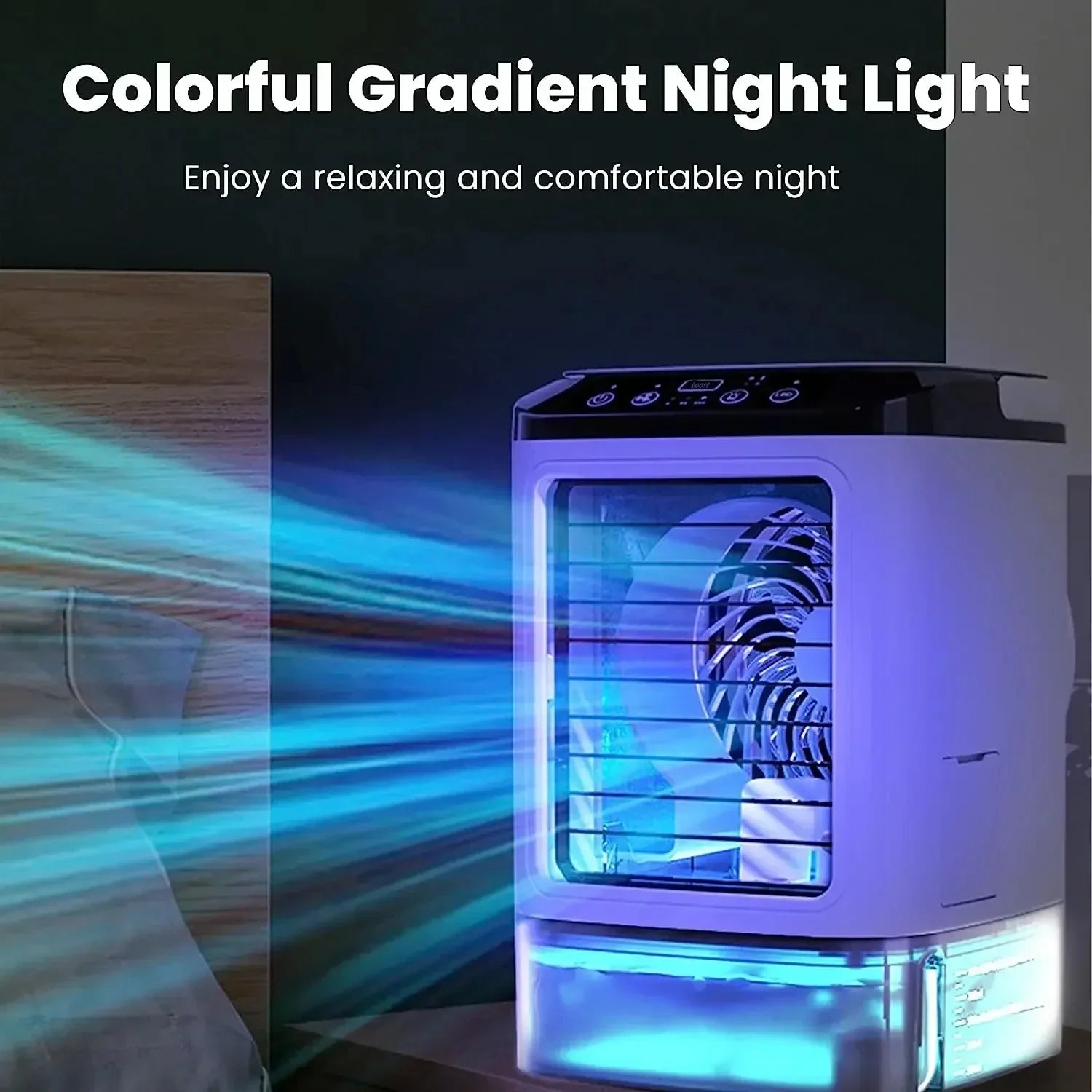 Portable Ultrasonic Air Cooler Fan with Night Light-2