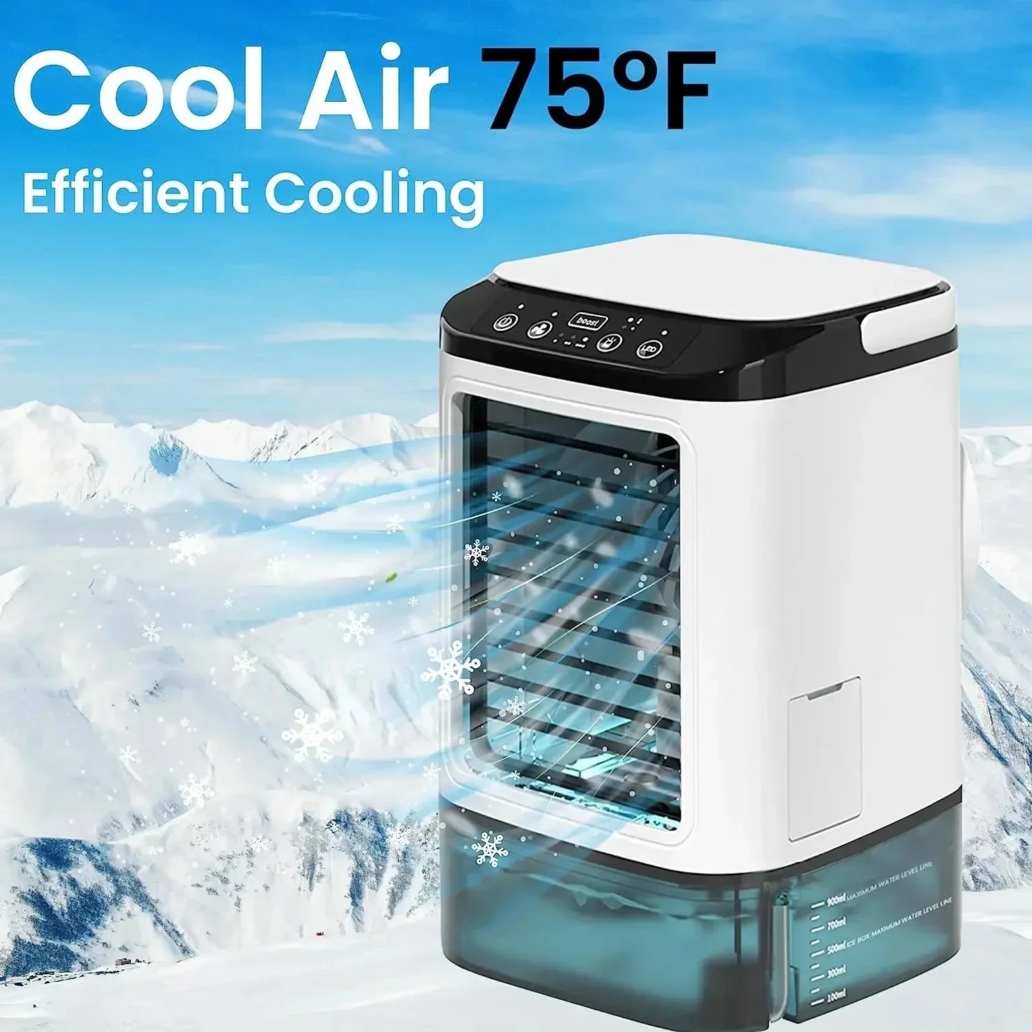 Portable Ultrasonic Air Cooler Fan with Night Light-3