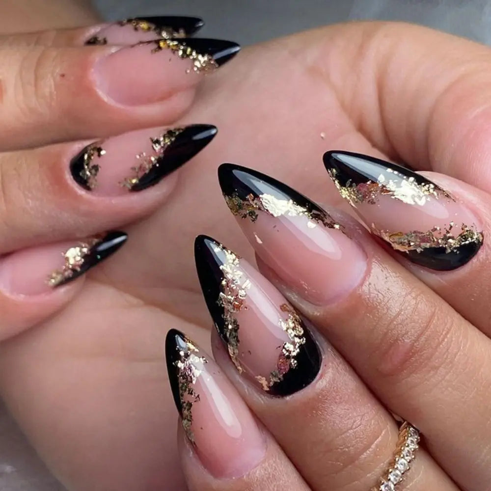 24Pcs Long Almond False Nails Set DIY Manicure-21