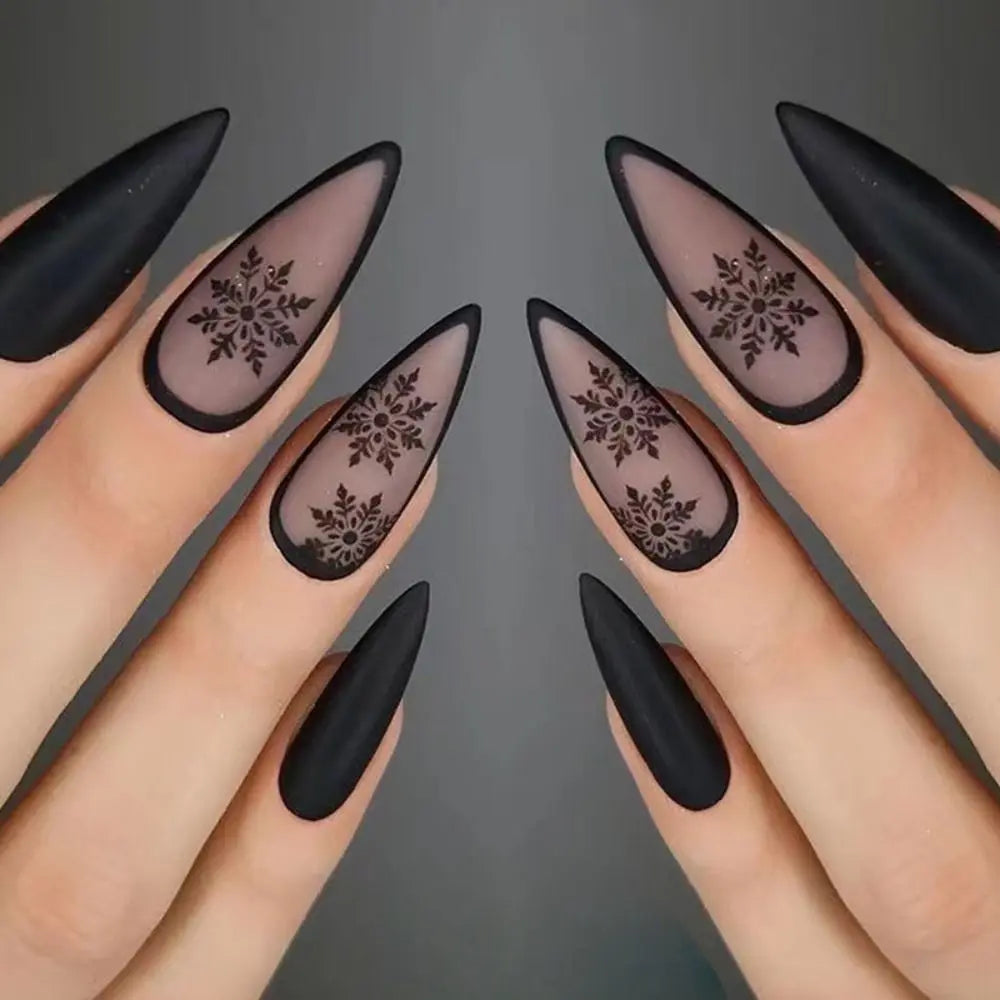 24Pcs Long Almond False Nails Set DIY Manicure-18
